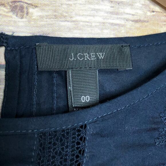 J. Crew Navy Blue Lace Embroidered Top - Picture 4 of 9